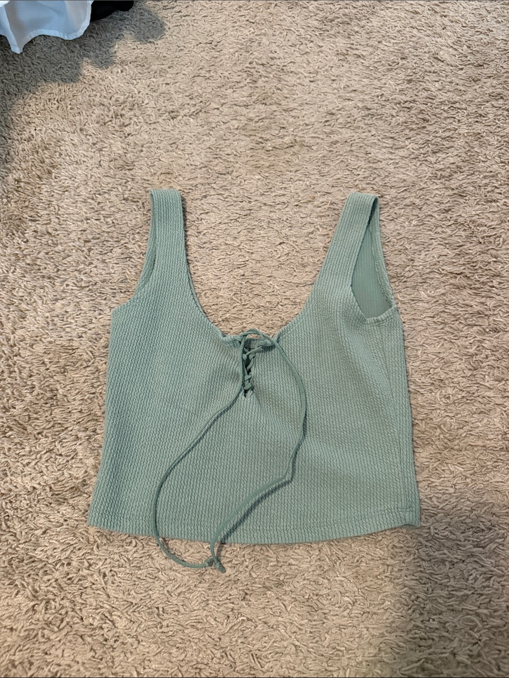 Me to We Sage Green Knit Lace-Up Tank